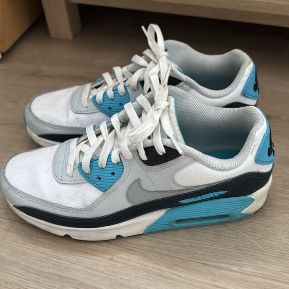 Youth Nike Air Max White and Light Blue Sneakers - Picture 3 of 8